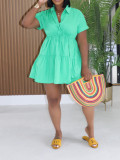 Women Summer Casual Loose Short Sleeve Shirt Dress