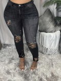 Women Ripped Tight Fitting Denim Pants