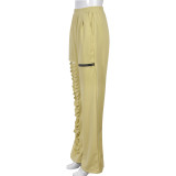 Women Autumn Fashion Ripped Zipper Patchwork Loose Flared Pants