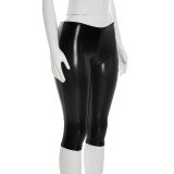 Women Spring Summer Fashion Solid Color Patchwork Low Waist Tight Cropped Pants