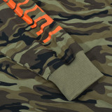 Women Spring Loose Letter Print Camo Long Sleeve Top