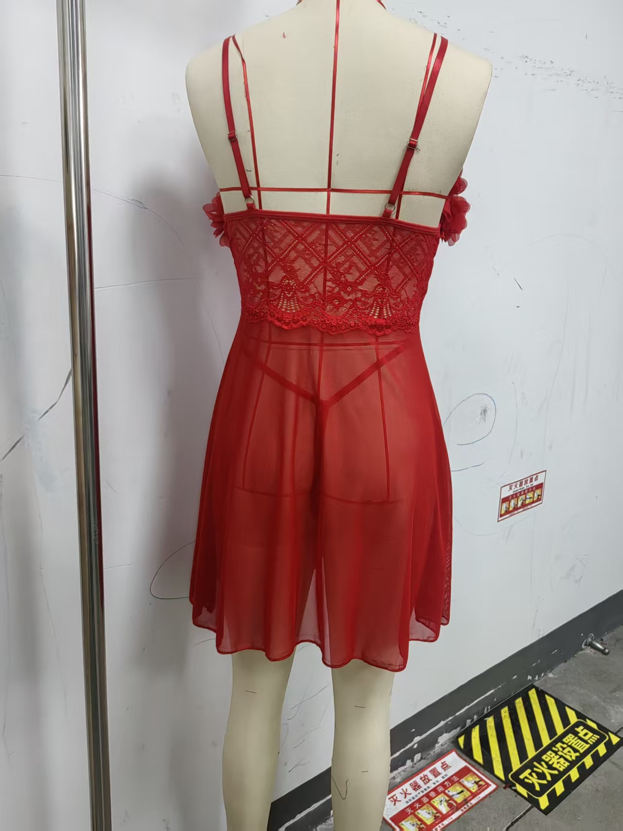 Mesh Lace See-Through Strap Nightdress for Intimate Loungewear