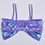 Women Autumn Sexy Open Waist Strap Bow Tube Top