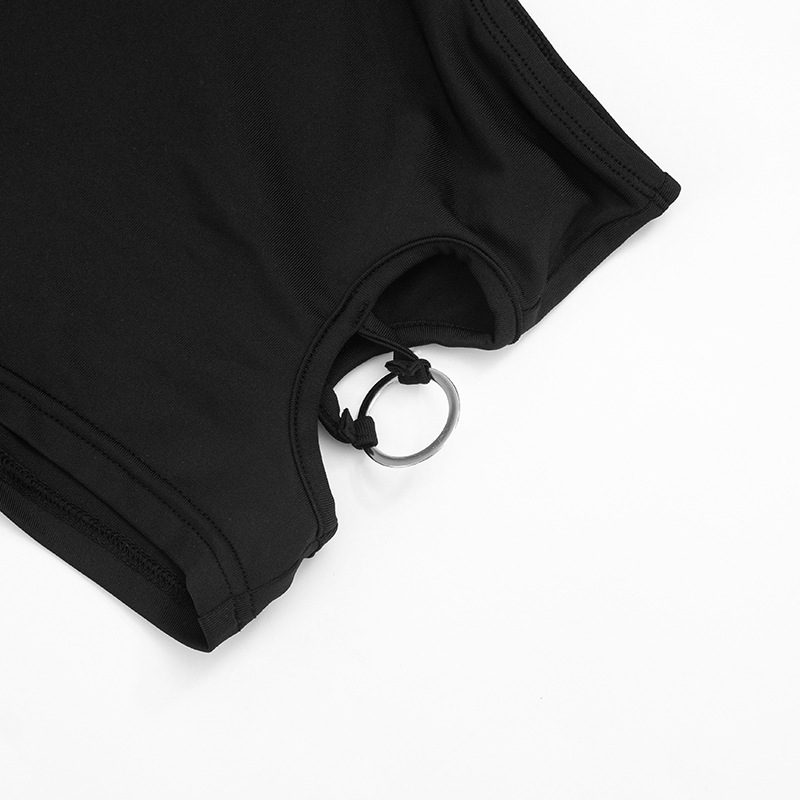 Solid O-Ring Cut-Out Halter Jumpsuit for Spring Clubwear