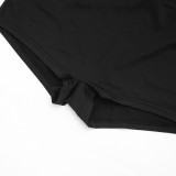 Women Mesh Halter Neck Draped Lace-Up Top & Ruffle Skort Two-Piece Set