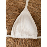 Women Solid Color Bikini Tie-Side Straps Two Pieces Swimwear