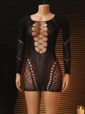 Women Mesh Bodysuit Leopard Print Lingerie