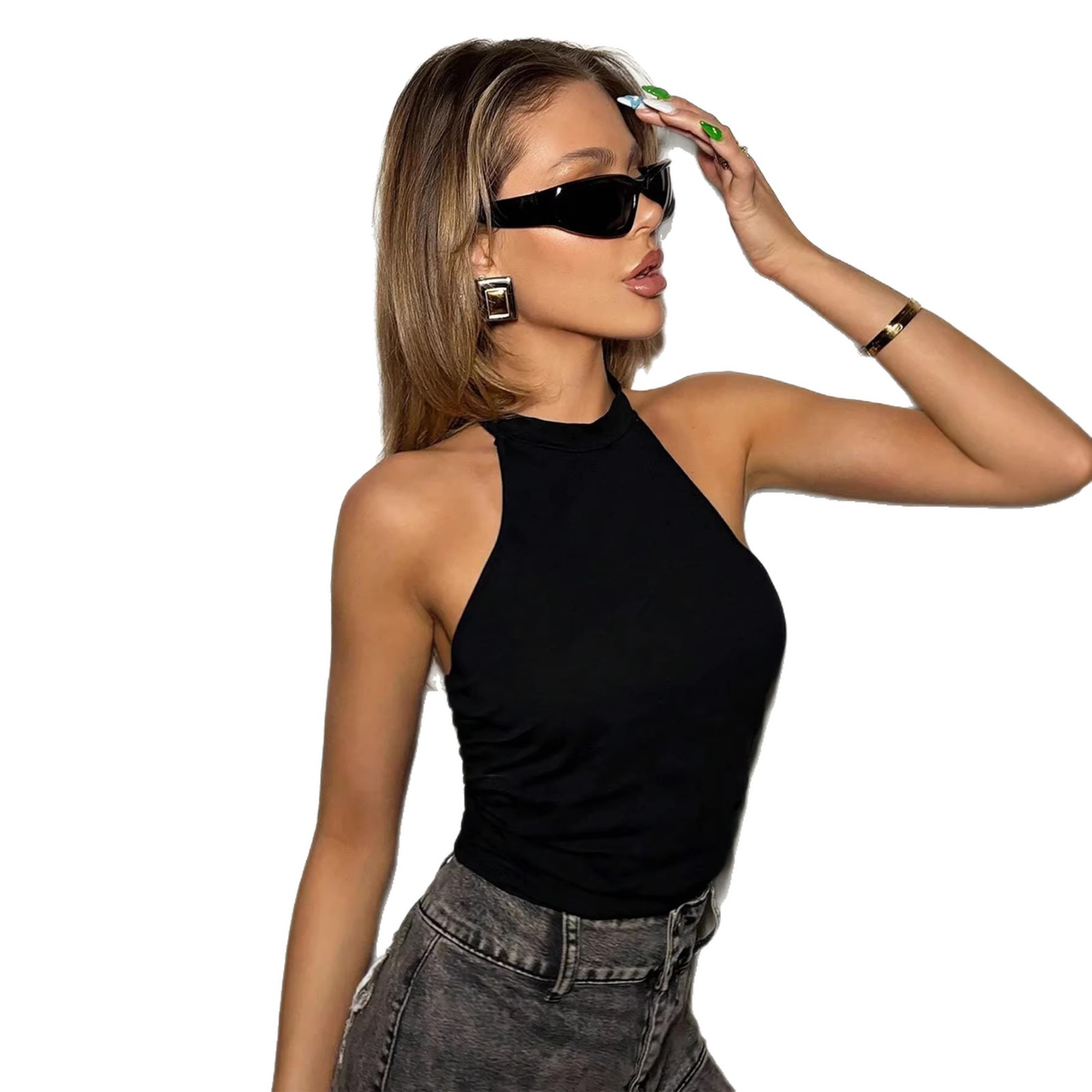 Halter Neck Backless Camisole Top for Summer Casual