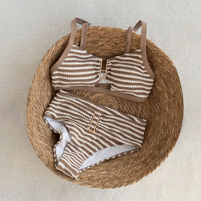 Striped Camisole Two-Piece Bikini Swimsuit for Beach Holidays