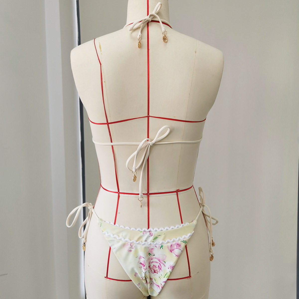 Printed Lace-Up Two-Piece Bikini Swimsuit for Summer Vacations