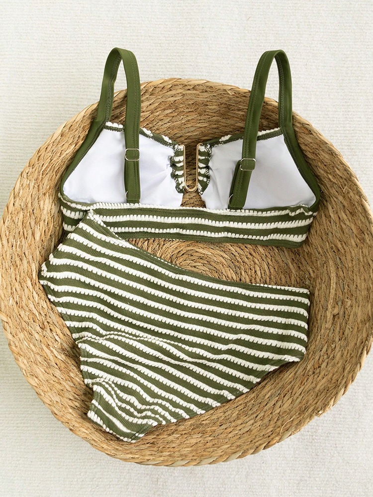 Striped Camisole Two-Piece Bikini Swimsuit for Beach Holidays