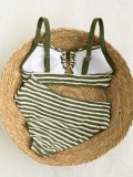 Women Striped Camisole Bikini Holidays Beach Two Pieces Swimwear