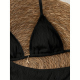 Women Solid Color Bikini Tie-Side Straps Two Pieces Swimwear