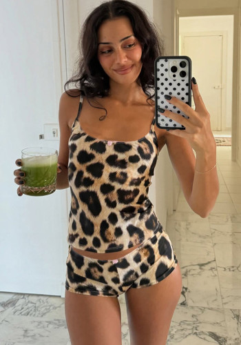 Women Summer Printed Camisole Top and Shorts Two-Piece Set