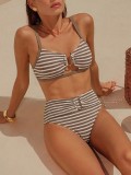 Women Striped Camisole Bikini Holidays Beach Two Pieces Swimwear