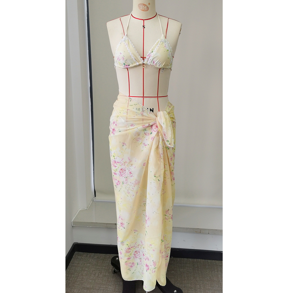 Printed Lace-Up Two-Piece Bikini Swimsuit for Summer Vacations