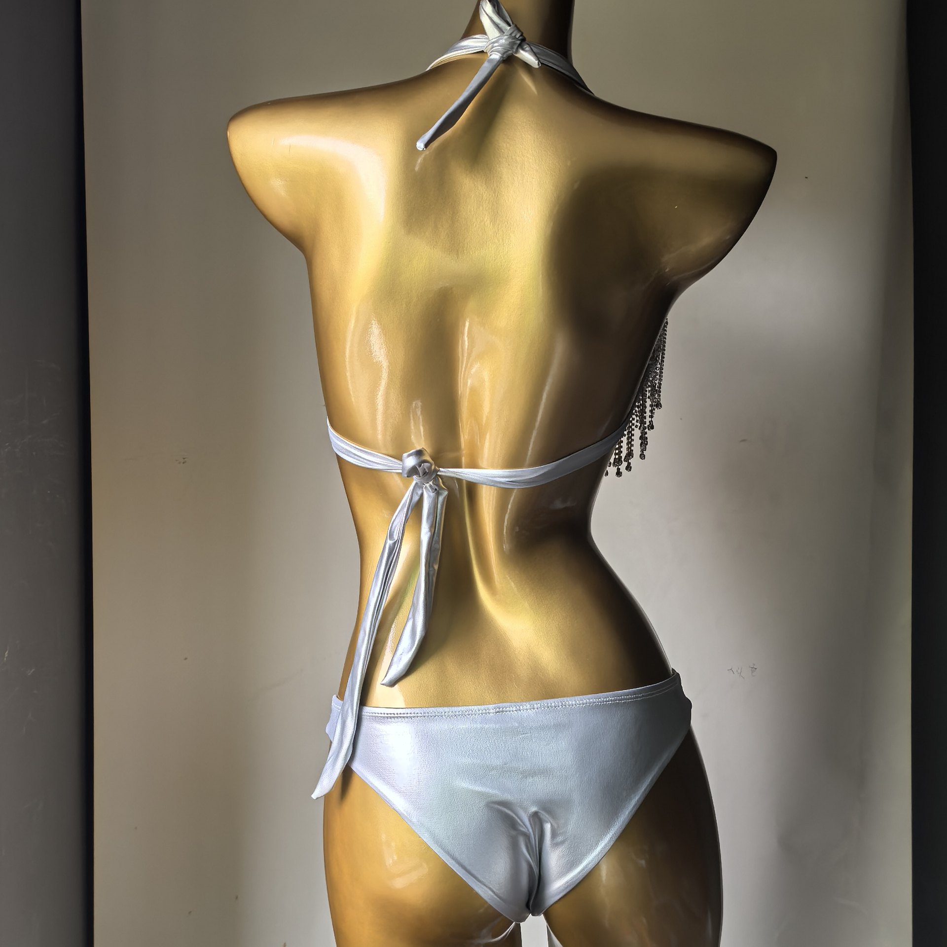 Rhinestone Hollow-Out Bikini Swimsuit for Pool Parties