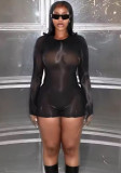 Women Summer Sexy Backless Mesh Printed See-Through Bodysuit