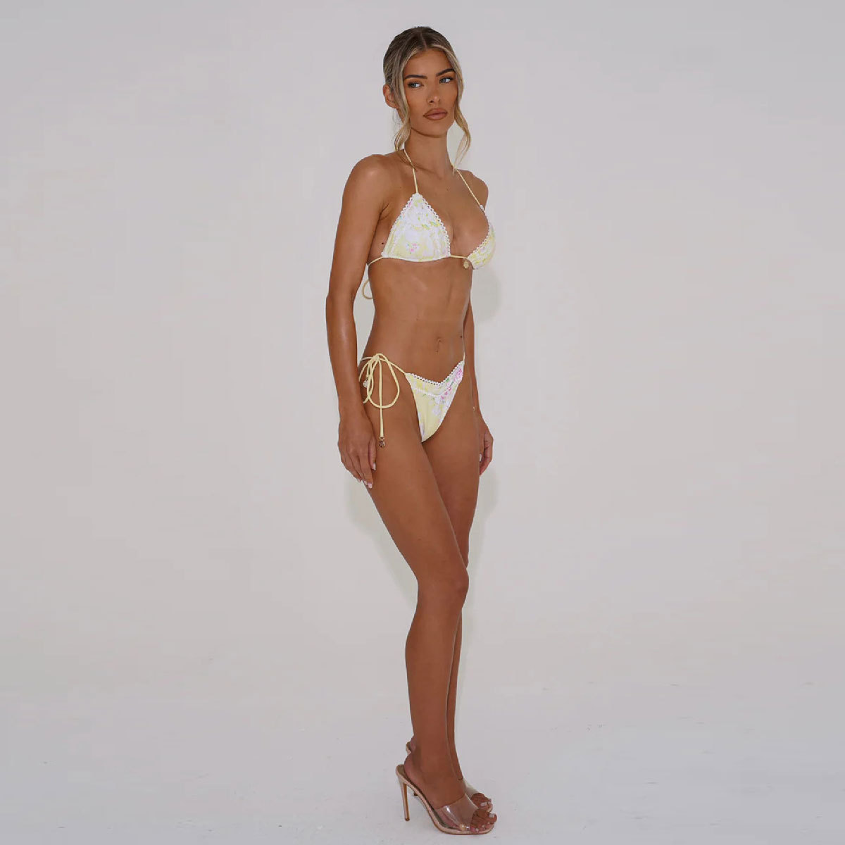 Printed Lace-Up Two-Piece Bikini Swimsuit for Summer Vacations