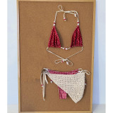 Women Sexy Beach Swimwear Printed Beaded Swimwear Two-Piece Set