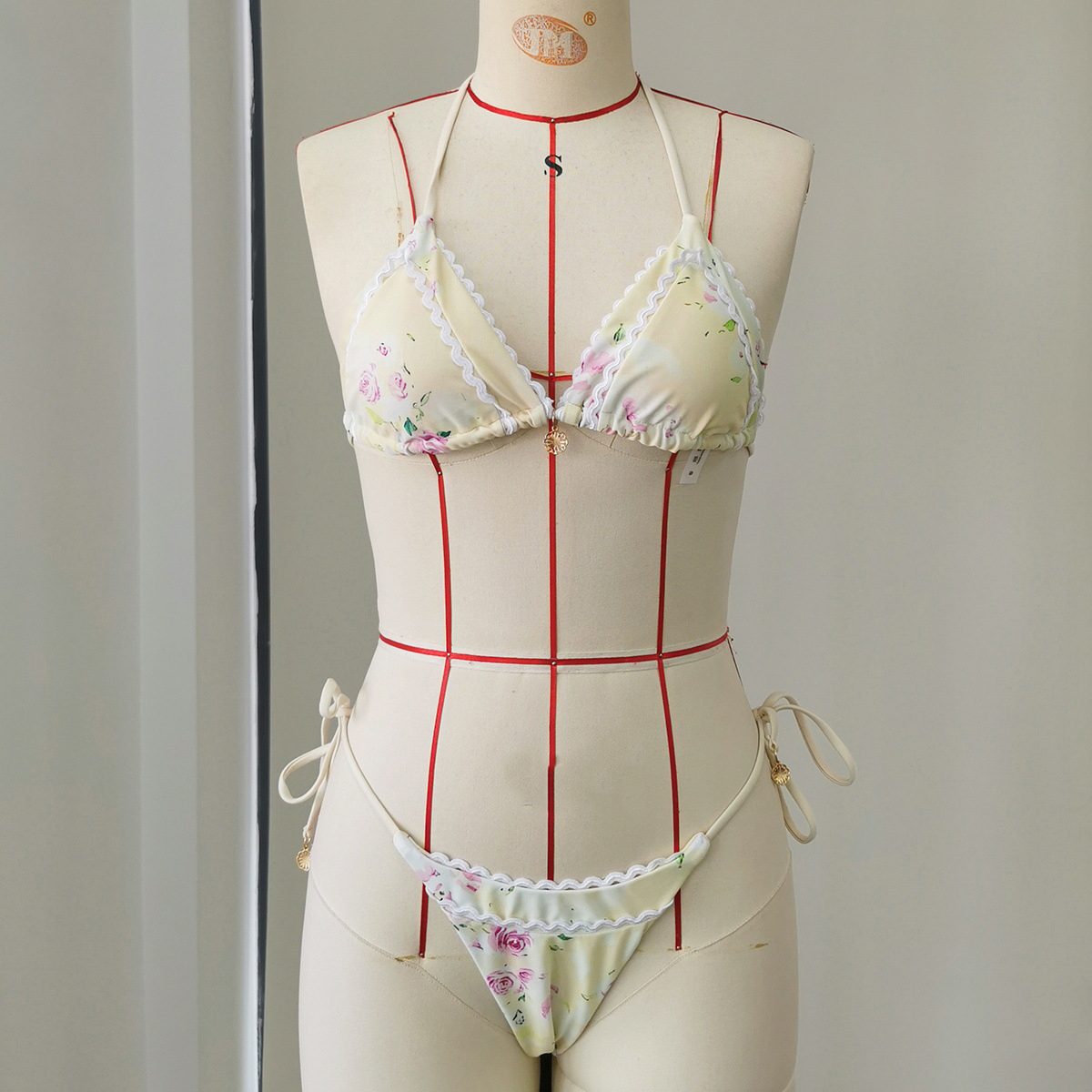 Printed Lace-Up Two-Piece Bikini Swimsuit for Summer Vacations