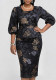 Plus Size Women Spring & Summer Printed Round Neck Dress