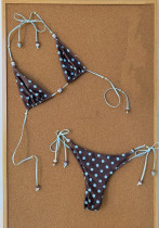 Women Sexy Beach Swimwear Printed Beaded Swimwear Two-Piece Set
