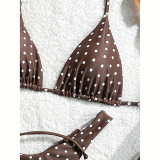 Women Polka Dot Sexy Tie-Side Bikini Beach Swimwear Four-Piece Set