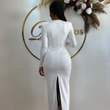 Women Autumn Sexy Elegant Hollow-Out Long Sleeve Bodycon Maxi Dress