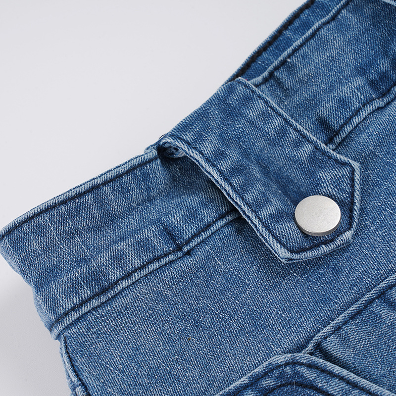 Washed Slant Pocket Denim Skirt for Casual Streetwear