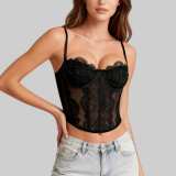 Women Lace Corset Top See Through Camisole Sexy Clubwear Top