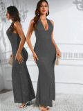 Women Sexy Low Back Sequin Long Dress Evening Party Dress Clubwear