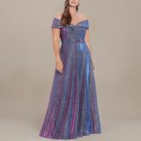 Women Plus Size Sequin Long Dress Off Shoulder Formal Party Dress