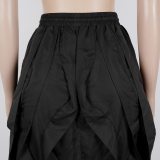 Women Elegant Cargo Skirt Patchwork Lace Trim Office Wear Midi Skirt