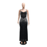 Women Beaded Long Dress Sexy Elegant Party Evening Dress
