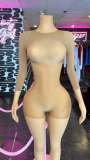 Women Summer Sexy Backless Mesh Printed See-Through Bodysuit