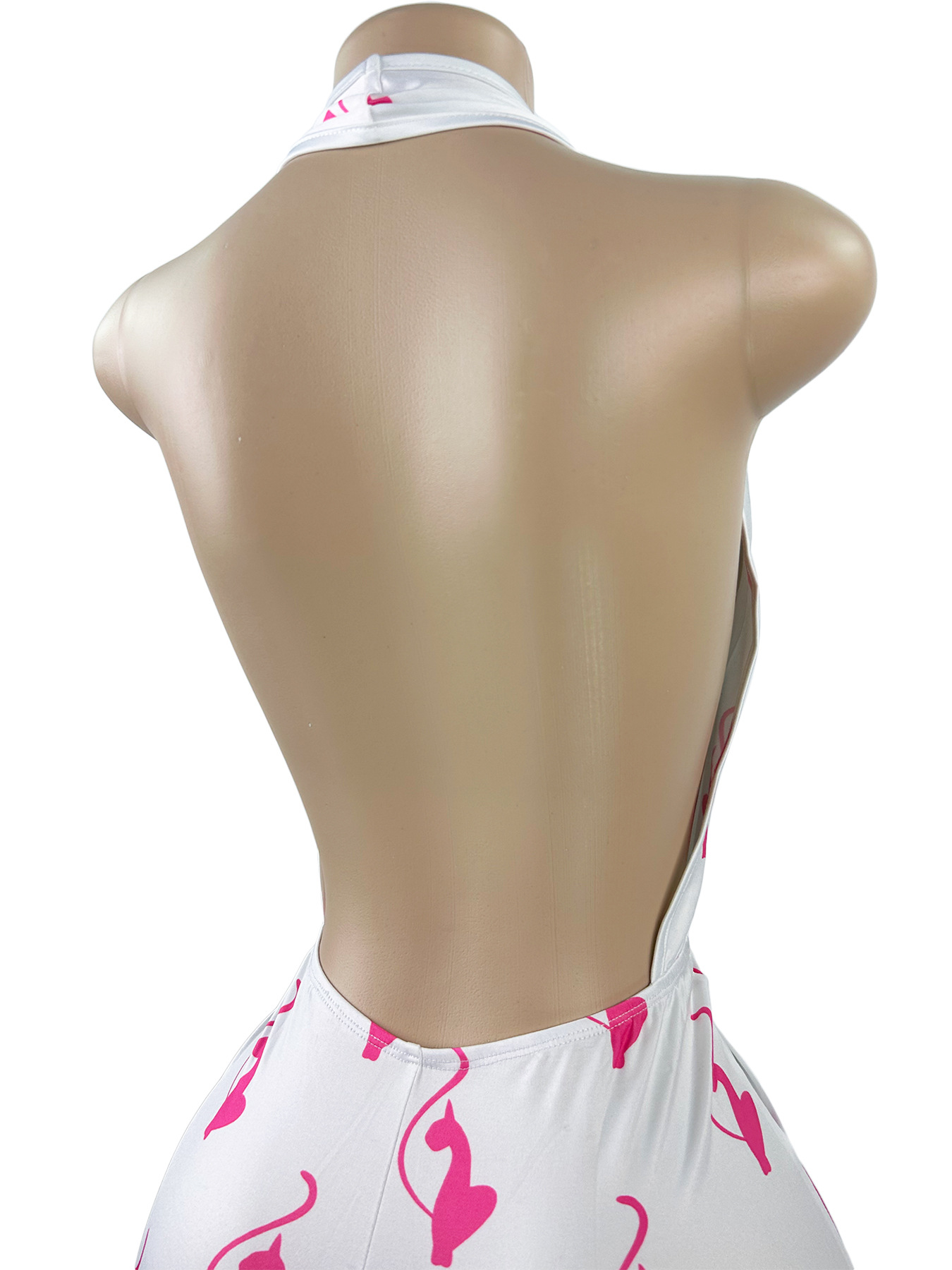 Printed V-Neck Halter Backless Jumpsuit for Summer Parties
