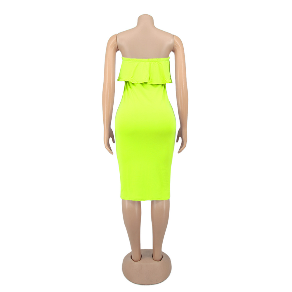 Solid Ruffle Strapless Maxi Dress for Evening Parties