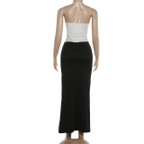 Summer Women Halter Neck Dress Cut Out Low Neck Irregular Sexy Party Dress