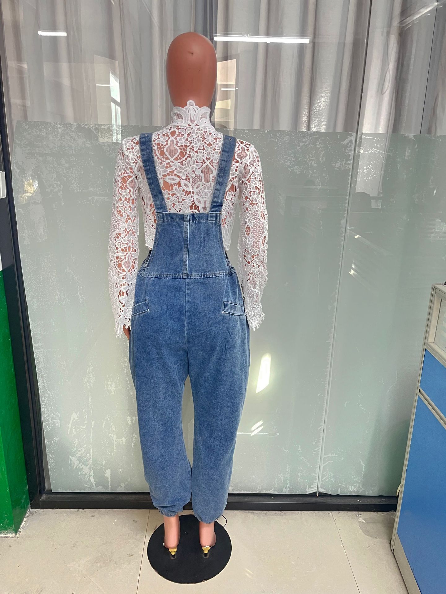 Wide Leg Denim Jumpsuit Overalls for Casual Streetwear