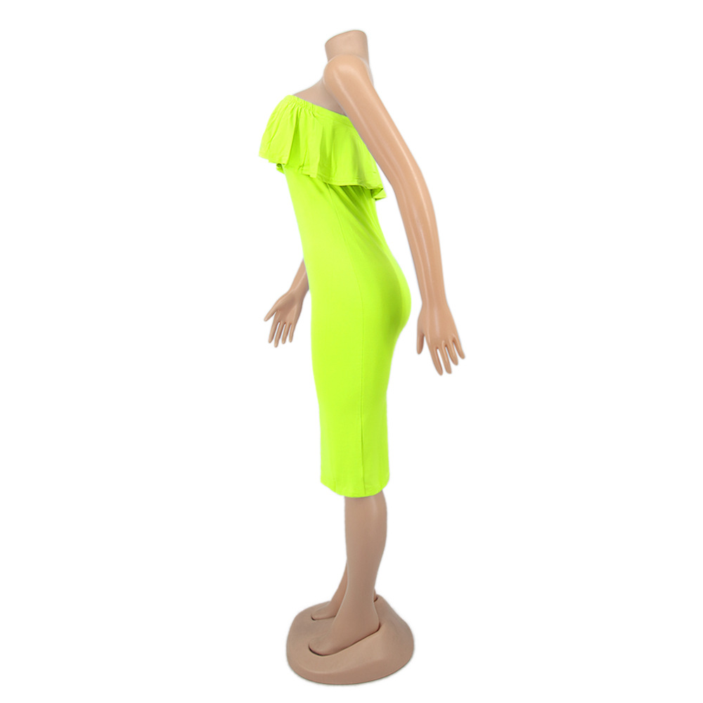 Solid Ruffle Strapless Maxi Dress for Evening Parties