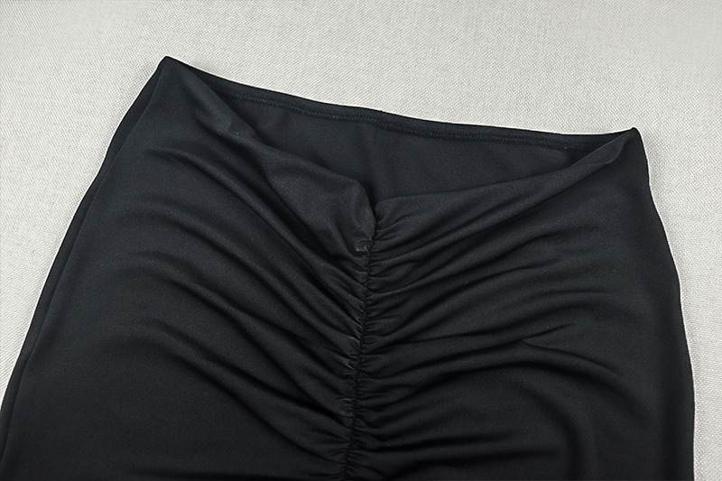 Slash Shoulder Long Sleeve Ruched Bodycon Skirt Two-Piece Set