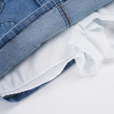 Women American Washed Slant Pocket Denim Skirt