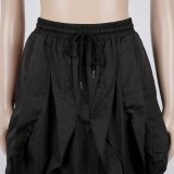 Women Elegant Cargo Skirt Patchwork Lace Trim Office Wear Midi Skirt