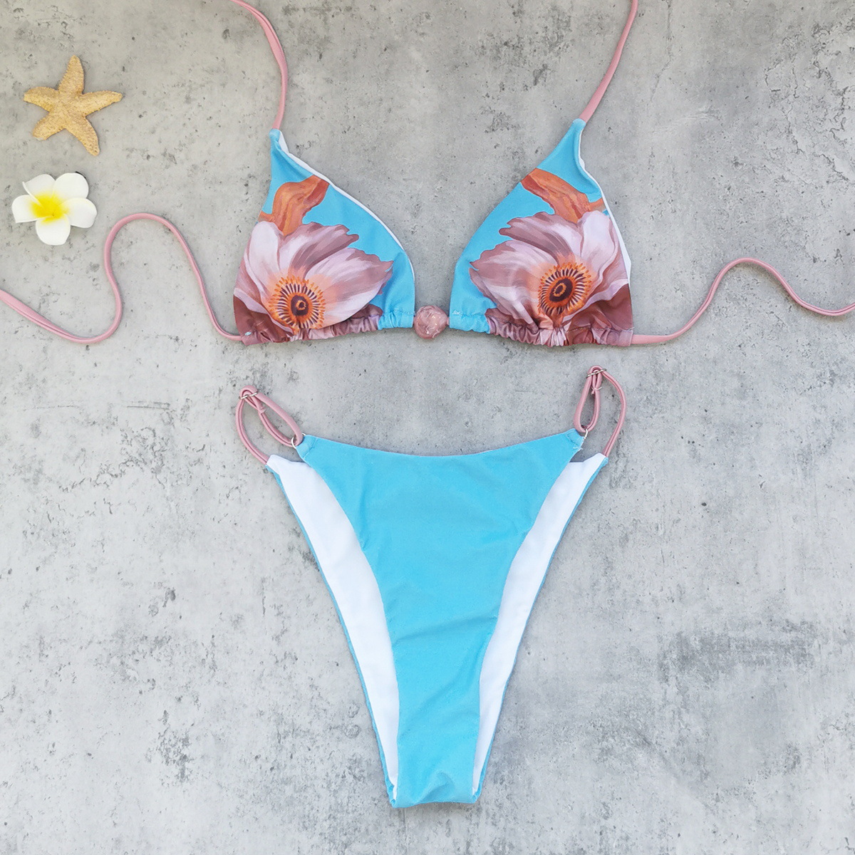 Lace-Up Backless Two-Piece Bikini Swimsuit for Beach Holidays