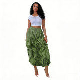 Women Elegant Cargo Skirt Patchwork Lace Trim Office Wear Midi Skirt
