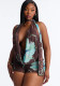 Spring Summer Women Mesh Jumpsuit Ruched Halter Low Back Bodycon Romper Outfit Clubwear