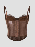 Women Lace Corset Top See Through Camisole Sexy Clubwear Top