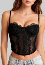 Women Lace Corset Top See Through Camisole Sexy Clubwear Top