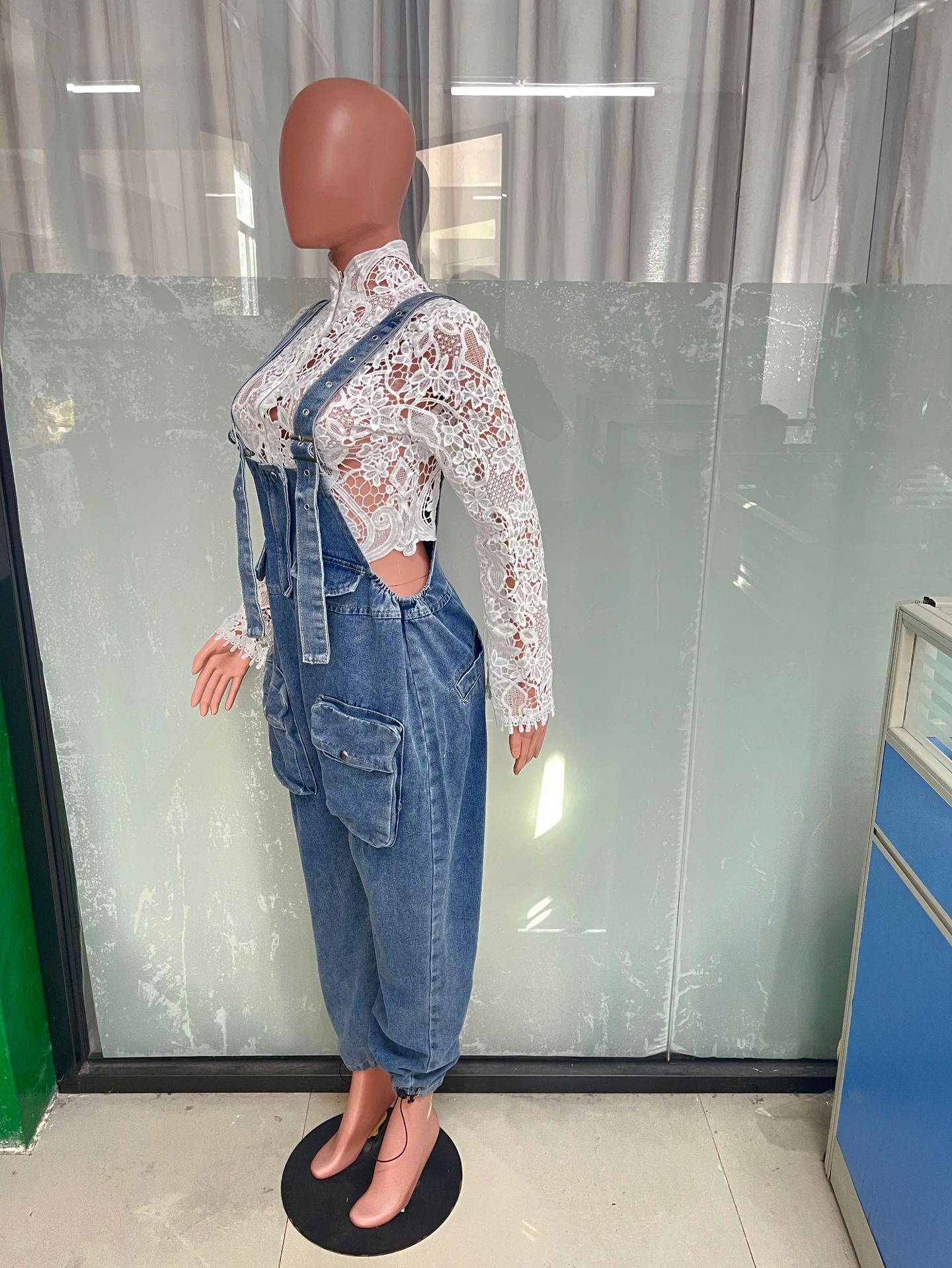 Wide Leg Denim Jumpsuit Overalls for Casual Streetwear